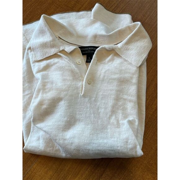 Banana Republic Other - Banana Republic Men's Ivory Organic Cotton Polo Shirt Size S Short Sleeve Casual